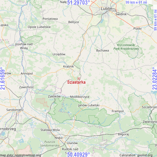 Szastarka on map
