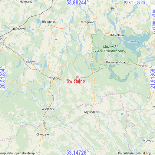 Świętajno on map