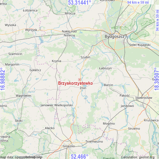 Brzyskorzystewko on map