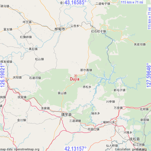 Dujia on map