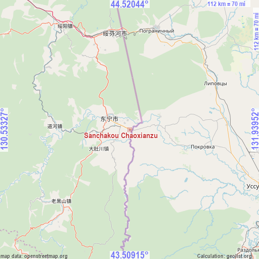 Sanchakou Chaoxianzu on map