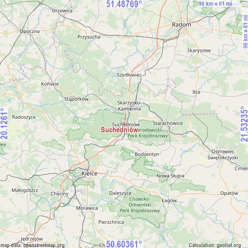 Suchedniów on map