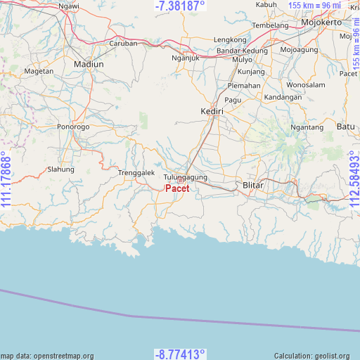 Pacet on map