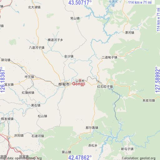 Gongji on map