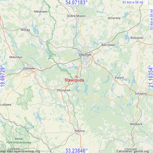 Stawiguda on map