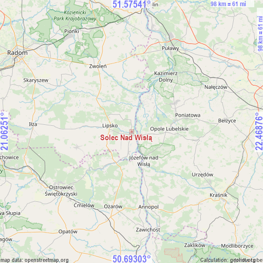 Solec Nad Wisłą on map