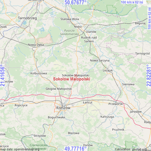 Sokołów Małopolski on map