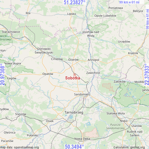 Sobótka on map