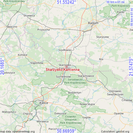 Skarżysko-Kamienna on map