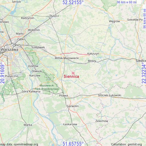 Siennica on map