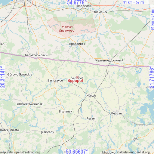 Sępopol on map