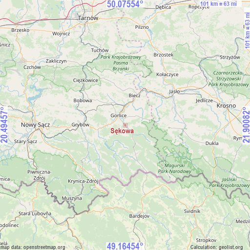 Sękowa on map