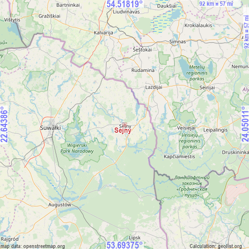 Sejny on map