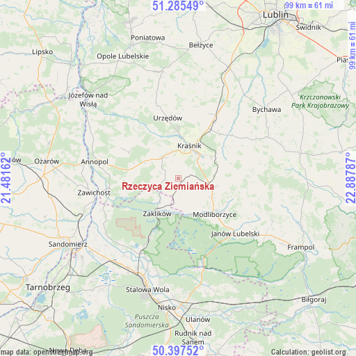 Rzeczyca Ziemiańska on map