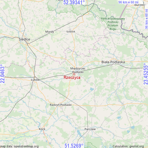 Rzeczyca on map