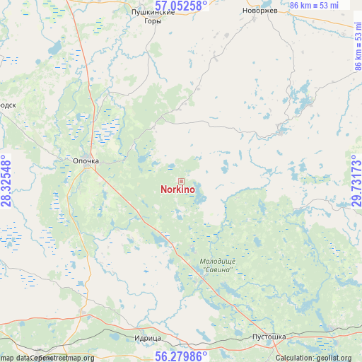 Norkino on map