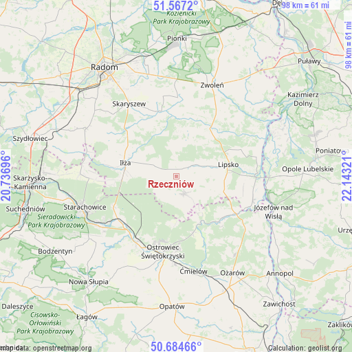 Rzeczniów on map