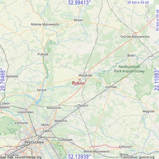 Rybno on map