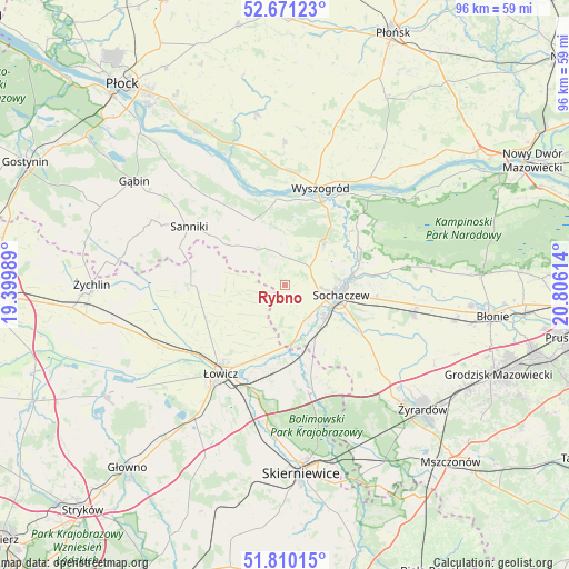 Rybno on map