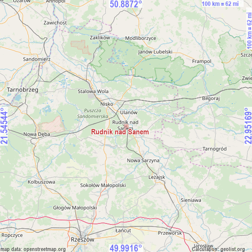 Rudnik nad Sanem on map