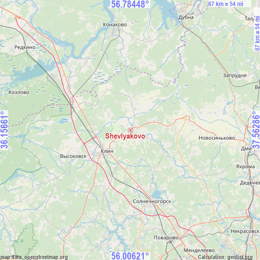 Shevlyakovo on map