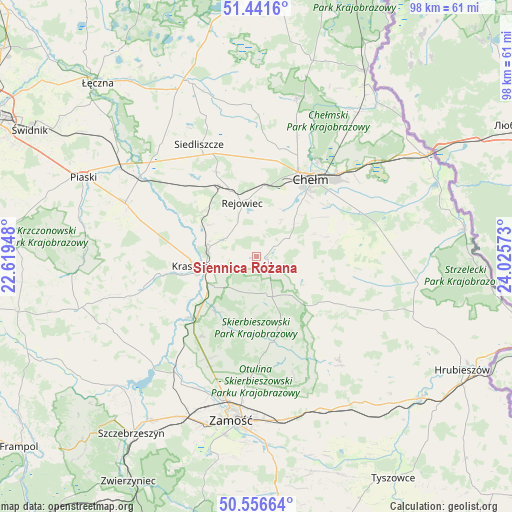 Siennica Różana on map