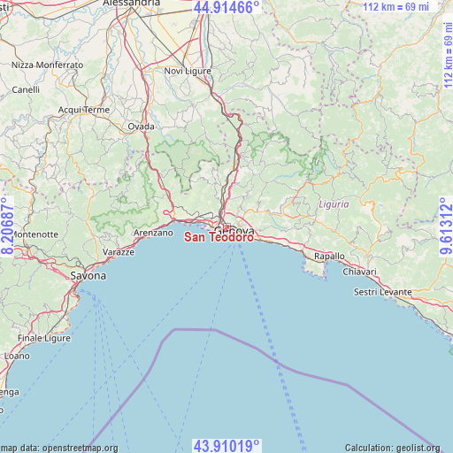 San Teodoro on map
