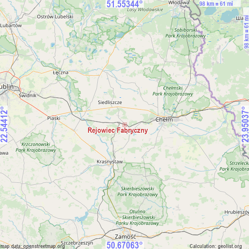 Rejowiec Fabryczny on map