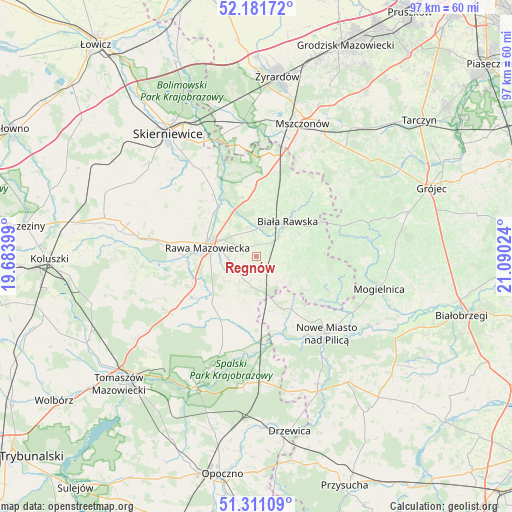 Regnów on map