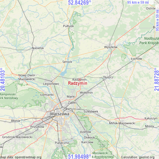 Radzymin on map