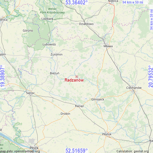 Radzanów on map