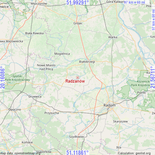 Radzanów on map