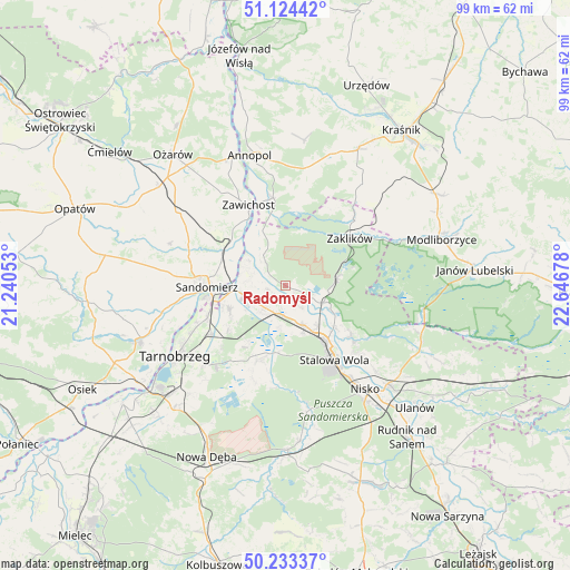 Radomyśl on map