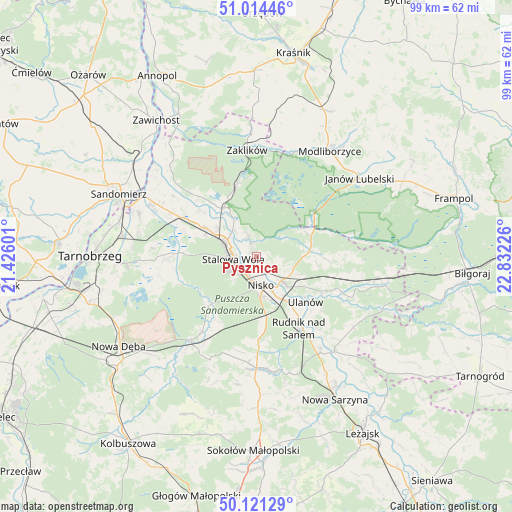 Pysznica on map