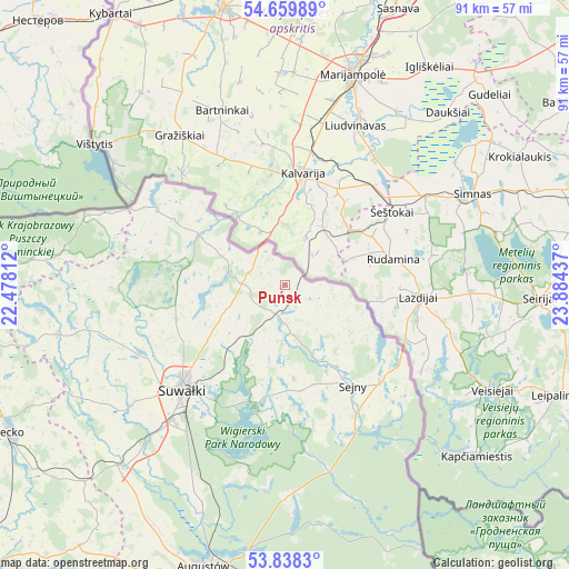 Puńsk on map