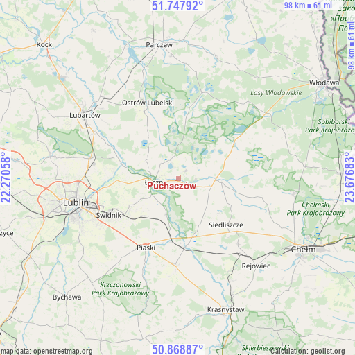 Puchaczów on map