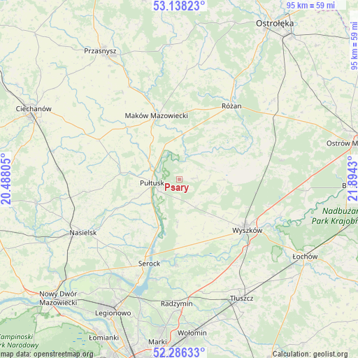 Psary on map