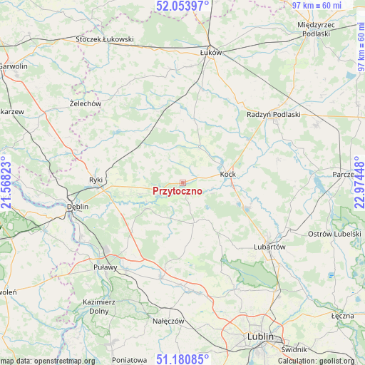 Przytoczno on map