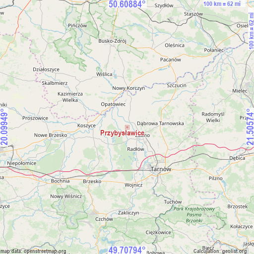 Przybysławice on map