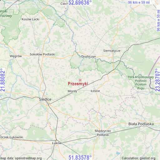 Przesmyki on map