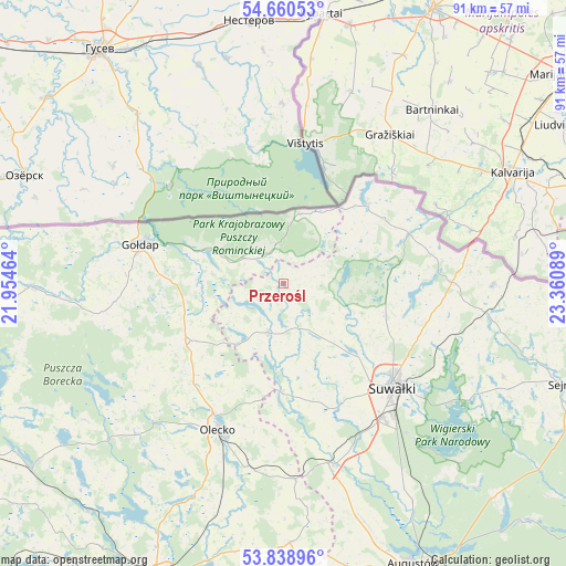 Przerośl on map