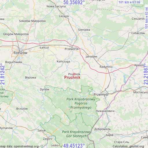 Pruchnik on map