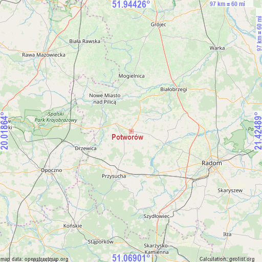 Potworów on map