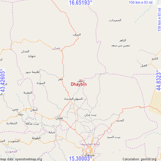 Dhaybīn on map