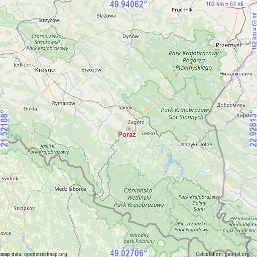 Poraż on map