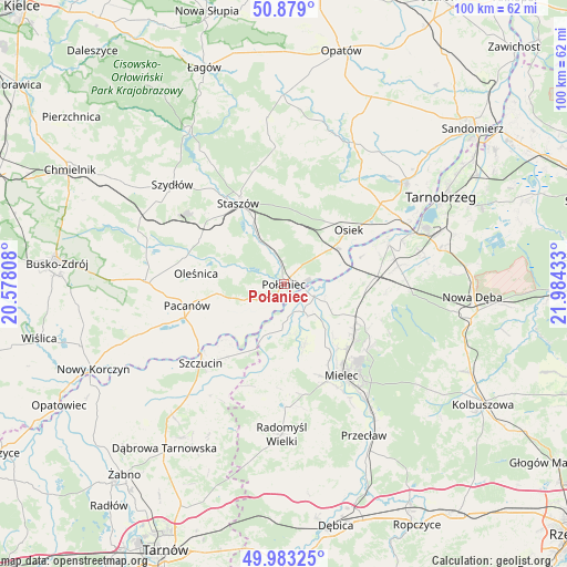 Połaniec on map