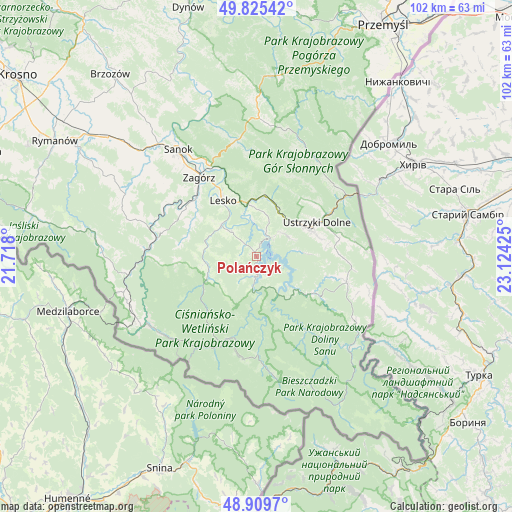 Polańczyk on map