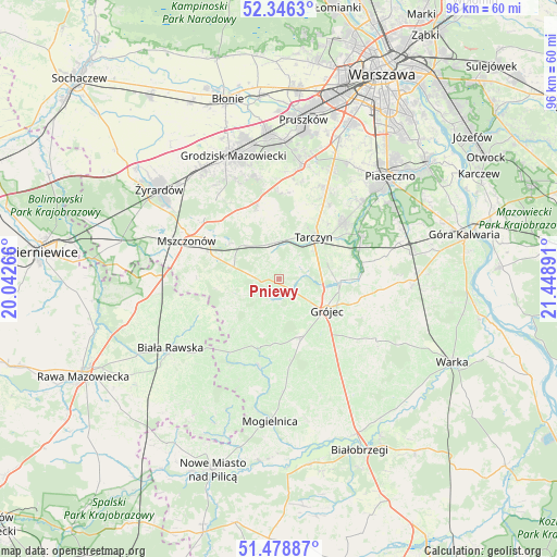 Pniewy on map