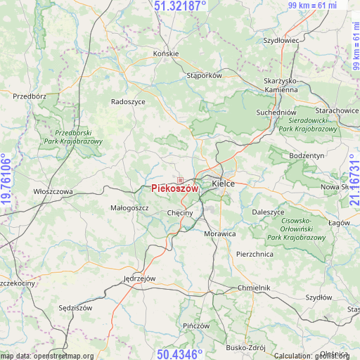 Piekoszów on map