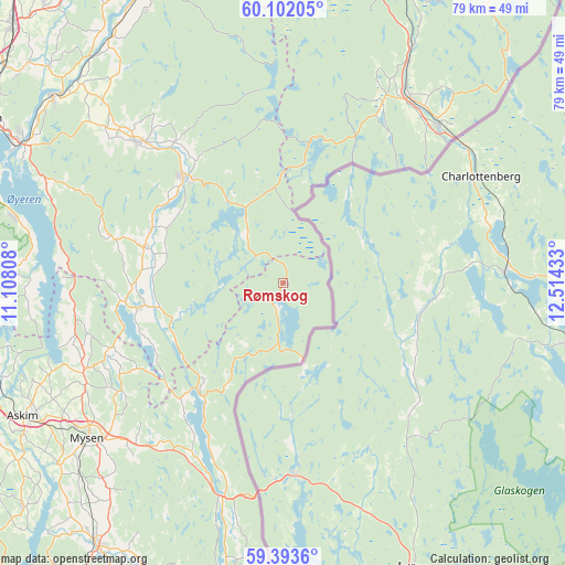 Rømskog on map